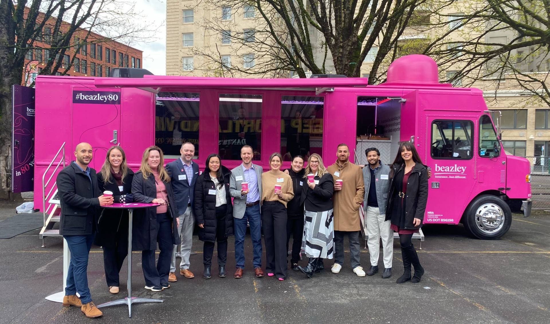 Photo of Portland Beazley bus with people standing in front