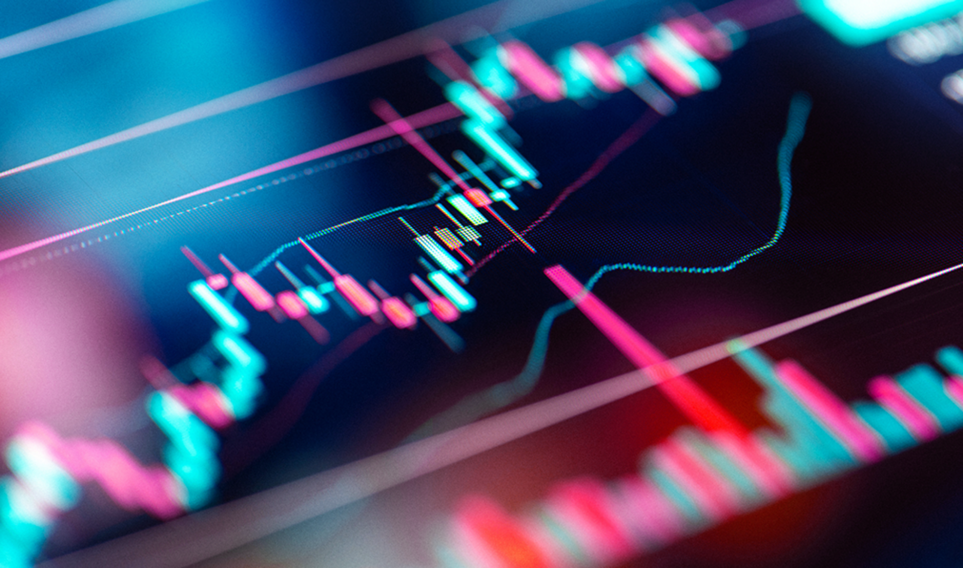 A detailed close-up view of a stock chart displaying various trends and data points for financial analysis.