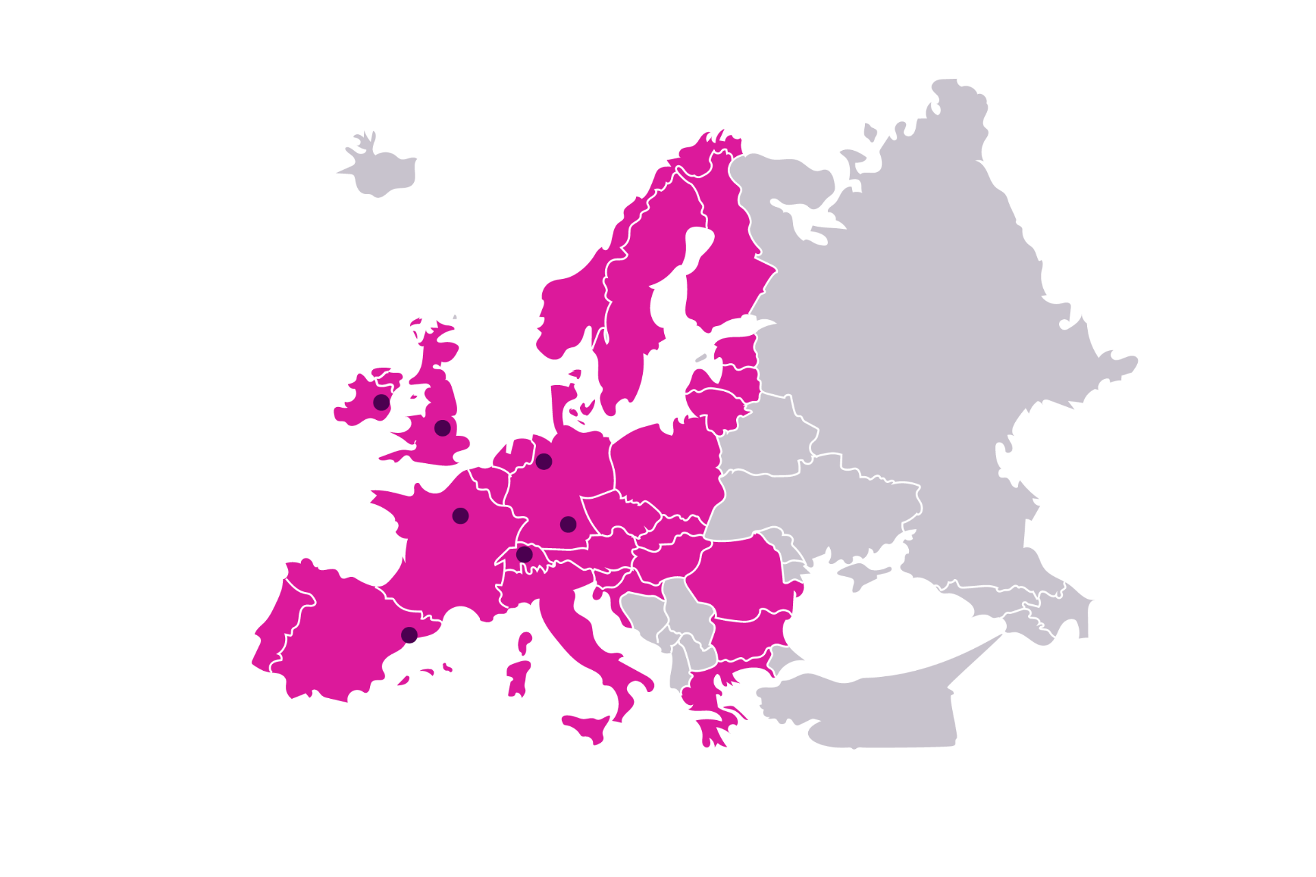 Map of Europe highlighting the Beazley locations
