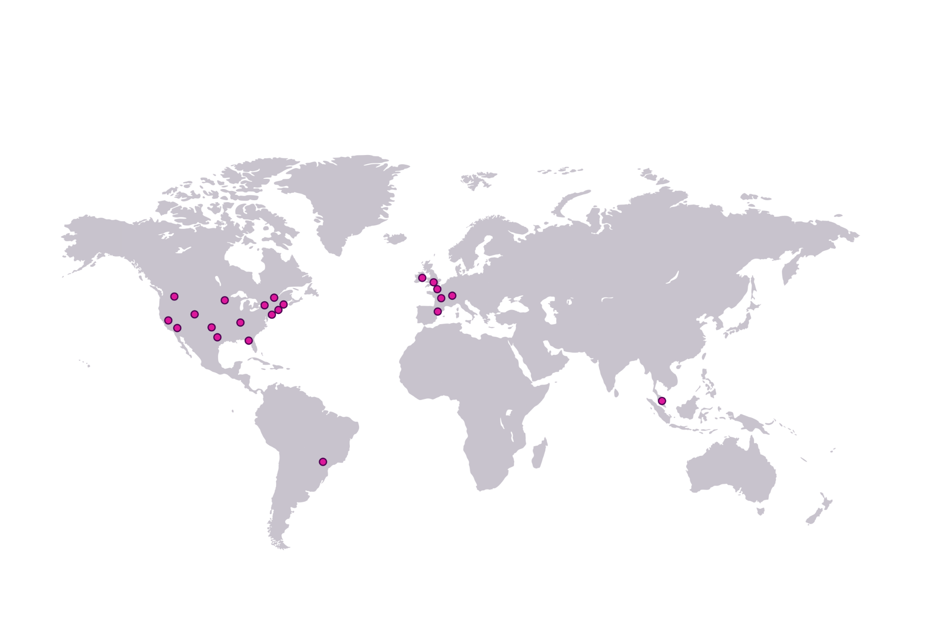 World map highlighting the Beazley locations