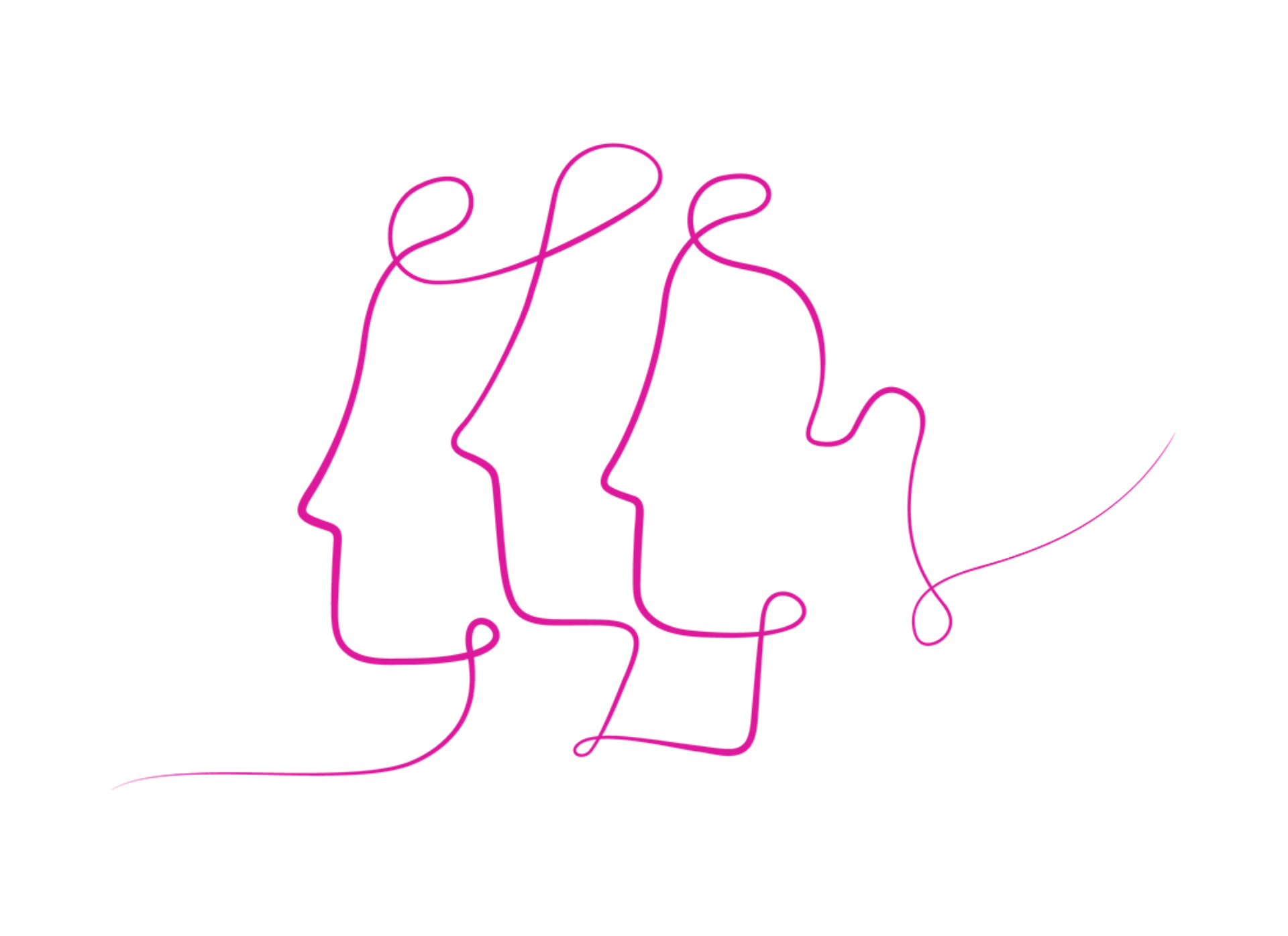 Illustration of three peoples facial profiles